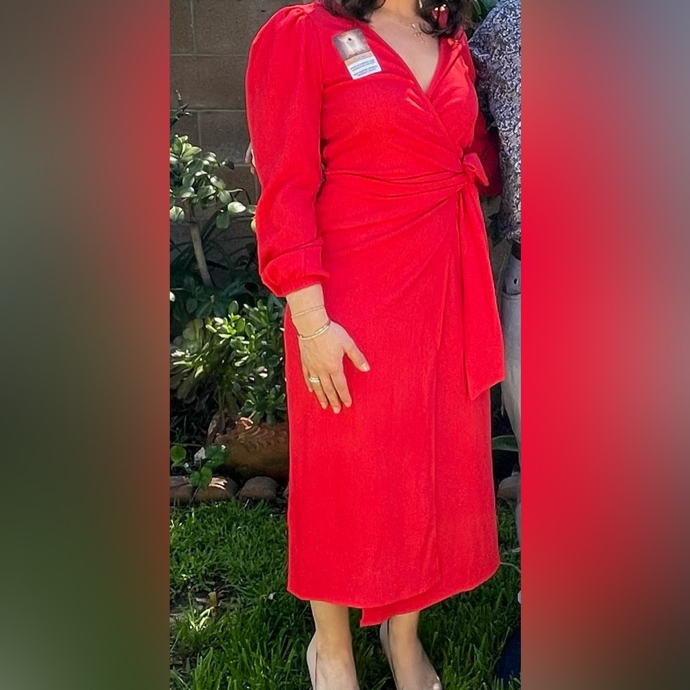 Mango red wrap dress